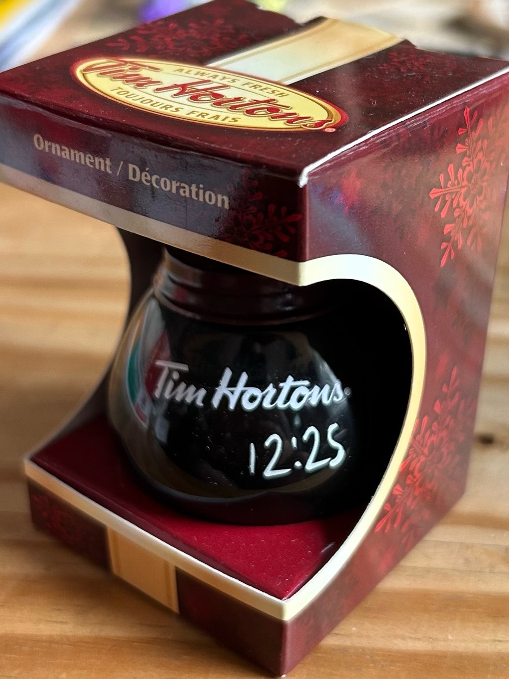 Tim Hortons Mini Coffee Pot Ornament, 2010 Christmas Tree Collectibles